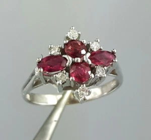 Pink Sapphire & Diamond Ring 14k White Gold Size 6.75 7.0 Womens Ladys Cocktail - Picture 1 of 5
