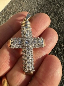Croce in oro 9 ct - Splendido grande set di zirconi pezzo completamente marcato  - Foto 1 di 16
