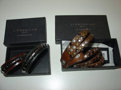 3 LIEBESKIND BERLIN Leder-Armband, Wickelarmband mit Nieten, mit orig Verpackung - Bild 1 von 4