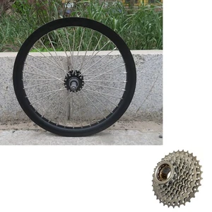 20" Bicycle Rear Spoke Wheel Double Layer Alum Alloy 520g w/ 9 Speed Freewheel - Picture 1 of 13
