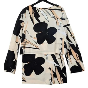 Marni 2tlg Set Top & Rock Beige Schwarz Abstrakt Blumenmuster Made in Italy - Bild 1 von 10