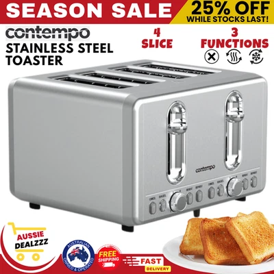Contempo 4 Slice Wide Slot Stainless Steel Bread Toaster Variable Browning - image 1 of 4