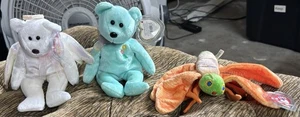 TY Beanie Babies Glow Firefly, Halo Bear, And Ariel Bear - Picture 1 of 5