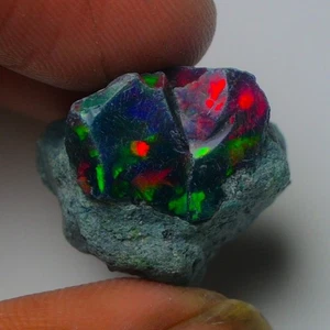 Schwarzopal grob 16,65 kt natürlicher äthiopischer Welo Opal Roh Feuer Schmuckqualität - Bild 1 von 20