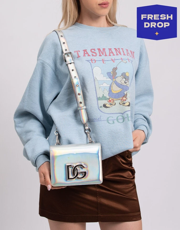 RRP€1550 DOLCE & GABBANA Laminated Leather Crossbody Bag DG Logo Magnetic Flap - image 1 of 4