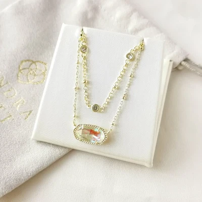 Kendra Scott Elisa Oro Vidrio Dicroico Multi Hilo Collar Elegante Impresionante Foto 1 de 3