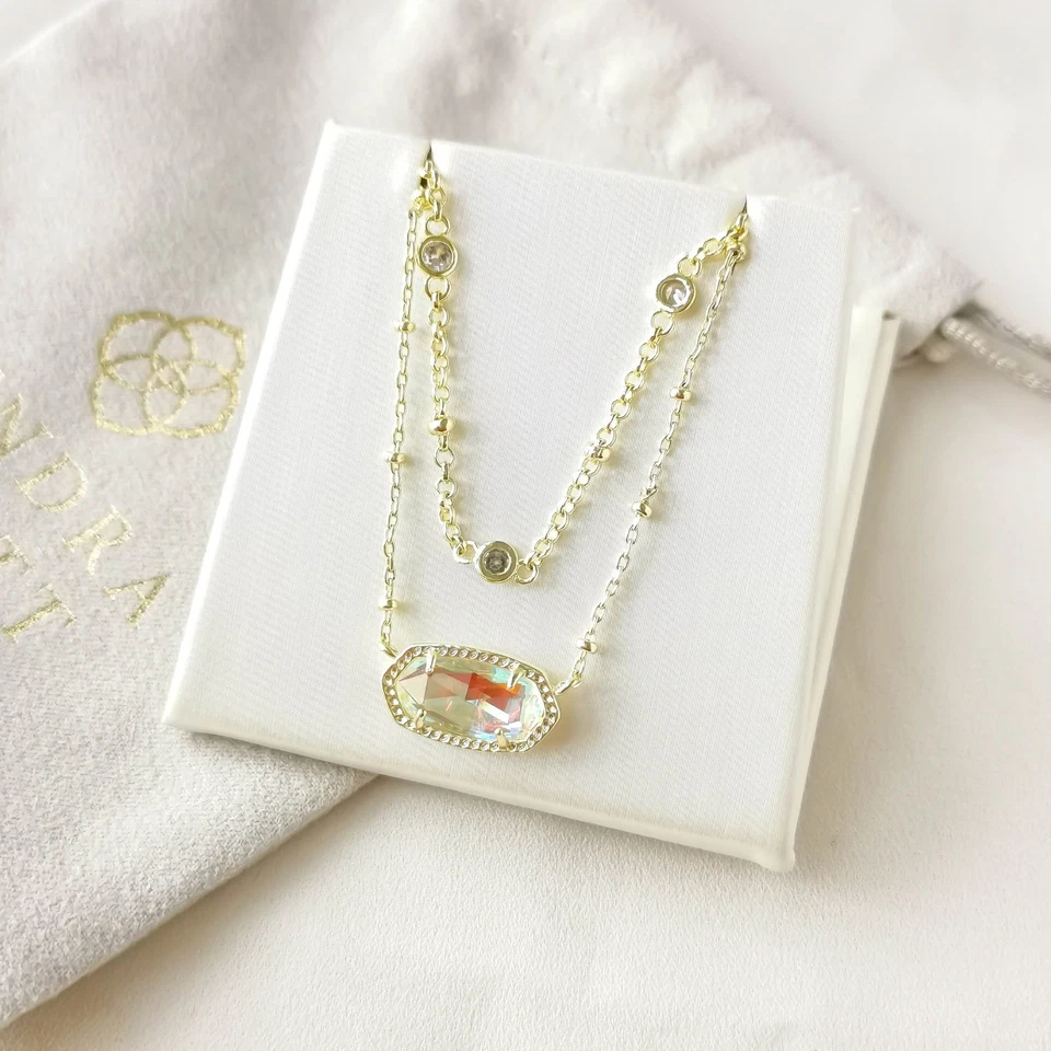 Kendra Scott Elisa Gold Dichroic Glass Multi Strand Necklace Elegant Stunning - Image 1 of 1