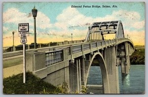 Bridge Postcard, USA, Edmund Pettus Bridge, Selma, Alabama Linen - Picture 1 of 2