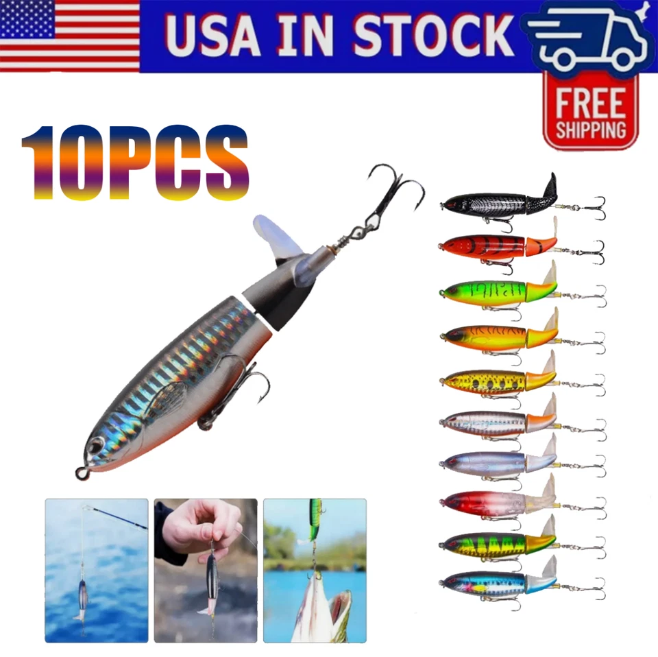 Señuelos de pesca 10ps cebo Whopper Plopper Topwater cola giratoria flotante para lubina Foto 1 de 4