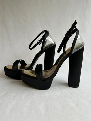 Jessica Rich Size 41 Black Sandal Shoes Womens Clear Heels Ankle Strap Dressy - Image 1 of 4