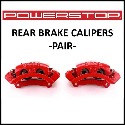Pinzas de freno traseras PowerStop rojas con soportes para Dodge Ram 2500 3500 SRW 2003-08 Foto 1 de 2