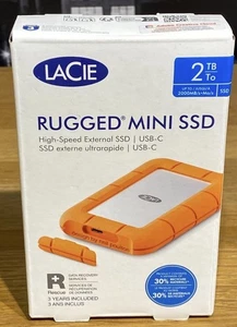 LaCie Rugged Mini, 2TB, 2.5", Portable External Hard Drive, for PC and Mac, Shoc - Afbeelding 1 van 2