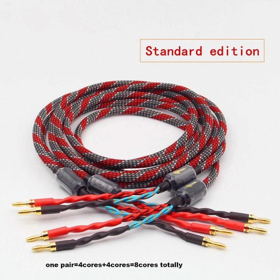 Pair 12AWG OCC HiFi Speaker Wire 8 Strands Braided Pure Copper Loudspeaker Cable - Image 1 of 4