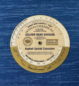 Calculadora química de propagación de asfalto Golden Bear Witco LA Bakersfield CA 21B de colección - Imagen 1 de 1