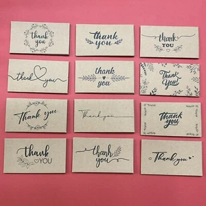 Thank You Cards - Kraft - 12 Designs - 3.5” x 2” (120 Qty) - Picture 1 of 5