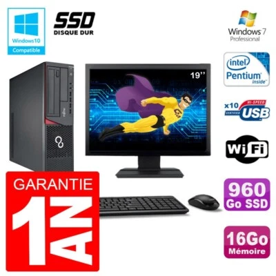 PC Fujitsu Esprimo E720 E85 + SFF Pantalla 19'' G3220 RAM 16Go 960 Go SSD Wifi - Imagen 1 de 4