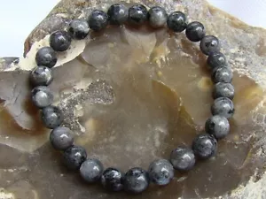 Men's Beaded Bracelet NATURAL Gemstone 8mm Labradorite beads Elastic stretchable - Picture 1 of 3