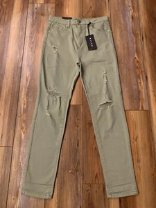 RISEN Jeans Womens Size 30/11 Sage Green Distressed Ankle Color Skinny Pants - Picture 1 of 18