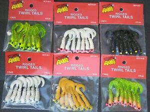 Arkie Rigged Twirl Tails grub 1/16 1/8 Oz Crappie Jigs Lot 6-Pack assortment 42 