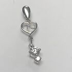 18K Solid White Gold Cute Pendant CZ- 0.8 Grams Women Italy