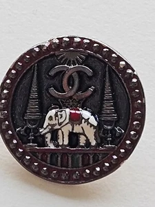 CHANEL RARE Button – Paris-Bombay Collection, Multicolor Enamel Elephant, CC Log - Picture 1 of 3