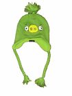 Chapeau tricoté hiver cochon vert Angry Birds oreillettes brodé B102