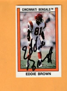 Pegatina Panini 1989 firmada por Eddie Brown Cincinnati Bengals Miami Hurricanes - Imagen 1 de 2