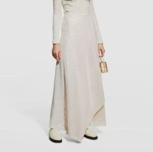 $1180 Rosetta Getty Women's Ivory Silk Sequin High-Waist Wrap Skirt Size M - Picture 1 of 4