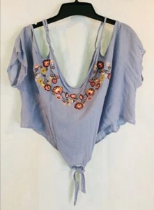 Polly And Esther Top Off Shoulder Blue Size Xl New With Tags - Picture 1 of 1