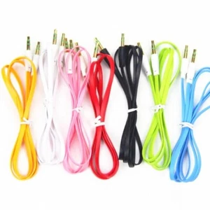 FLAT AUX 3.5mm male to male auxiliary stereo Multi-Color compatible pc, laptop - Photo 1 sur 14