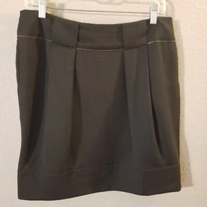 Lafayette 148 Womens Black Pencil Straight Skirt Gold Trim Two Pleats Size 8P - Picture 1 of 6