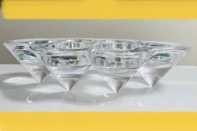 "Candelabro ligero de vidrio artístico transparente para té de nido de abeja 6 orificios 8,5"" X 5"" X 2"" único" Foto 1 de 4