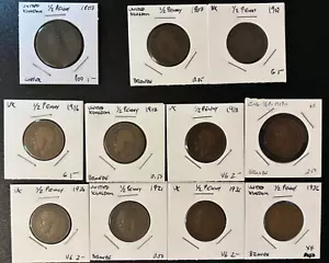 Lot of 25 Great Britain 1/2 pennies + 3 Farthings bronze coins (1807 to 1962) - Picture 1 of 7