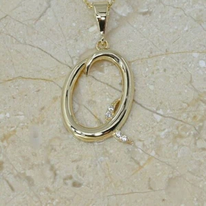 1Ct Round Lab-Created Diamond Initial "Q" Letter Pendant 14K Yellow Gold Plated - Picture 1 of 7