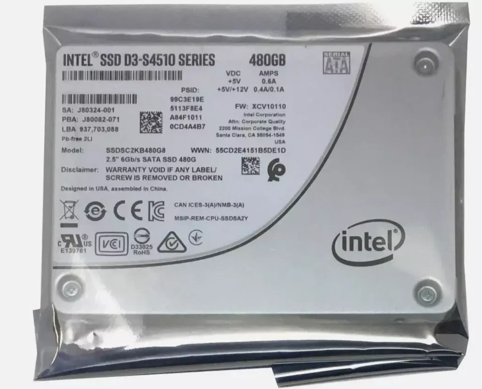 Intel D3 S4510 480GB SSDSC2KB480G801 SSDSC2KB480G8 2.5'' TLC SSD New - Image 1 of 1