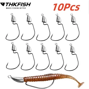10pcs Bullet Jig Head Weighted Hooks,10pcs Texas Rigs EWG Hooks for Bass Fishing - Picture 1 of 12