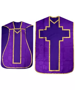 Katholische römische Messgewand mit schlichtem Orphrey - violett - Bild 1 von 1