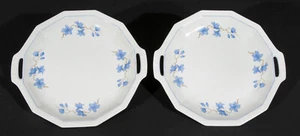 Par de bandejas para pasteles Rosenthal Maria línea azul y con mango de flores años 40 Selb, Baviera - Imagen 1 de 8