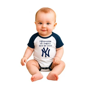 Watching With Daddy Yankees Jersey Bodysuit Outfit - Picture 1 of 2