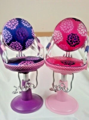 Set of 2 Adjustable 17" to 19" Swivel Flower Design Barber-Hairdresser Chairs - Image 1 of 4