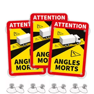 3x Angles Morts LKW Schild mit 4x Saugnäpfen pro Schild - UV- Kunststoff 17x25cm - Bild 1 von 7