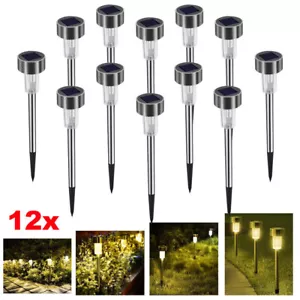 12x LED Solarleuchte Solar Leuchten Edelstahl Solarlampe Gartenleuchten Garten - Bild 1 von 12