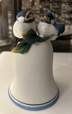House of Goebel Bird Bluejay Bell ~ Entirely Hand Painted Italy Signed figurine - Image 1 of 4
