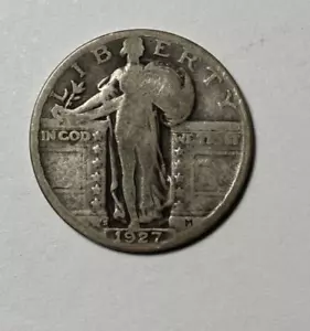 1927-S Standing Liberty Quarter GUT + schönes Original - PREISWERT - Bild 1 von 2