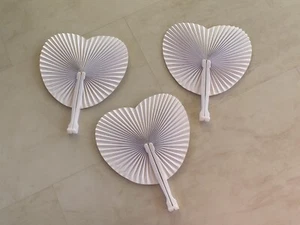 Heart Fold-up Paper Hand Fans - Pack of 3 - Picture 1 of 10