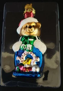 KURT S ADLER MEDALLION COLLECTION 3 1/2" BLOWN GLASS BEAR CHRISTMAS ORNAMENT - Picture 1 of 7