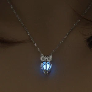 New Retro Bohemian Luminous Jewelry Pendant Necklace Hollow Owl Pendant for - Picture 1 of 12