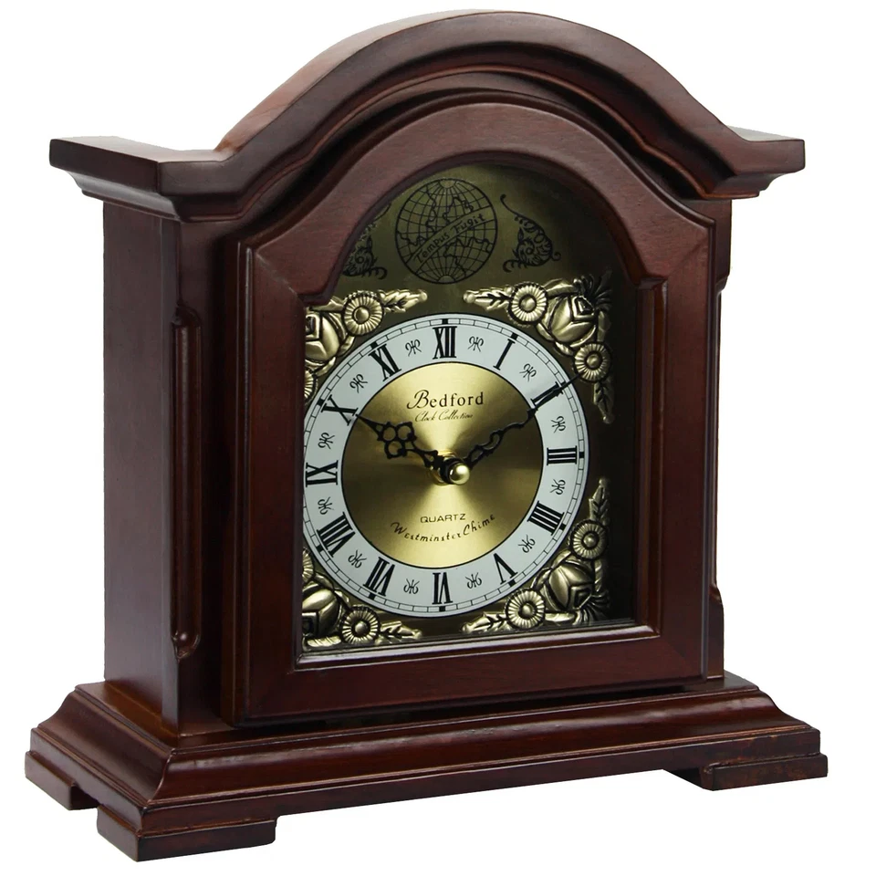 Bedford Clock Collection Redwood Mantel Clock with Chimes - Image 1 of 1