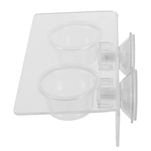  Reptile Feeding Dish: Gecko Tank Accessories - Dual Slots Acrylic Feeder Bowl - Picture 1 of 12