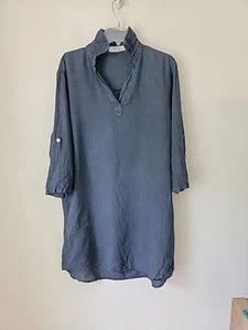 Knotty St Michaels Linen Dress Medium? Grey Loose Fit Italy Lagenlook Minimalist - Picture 1 of 10